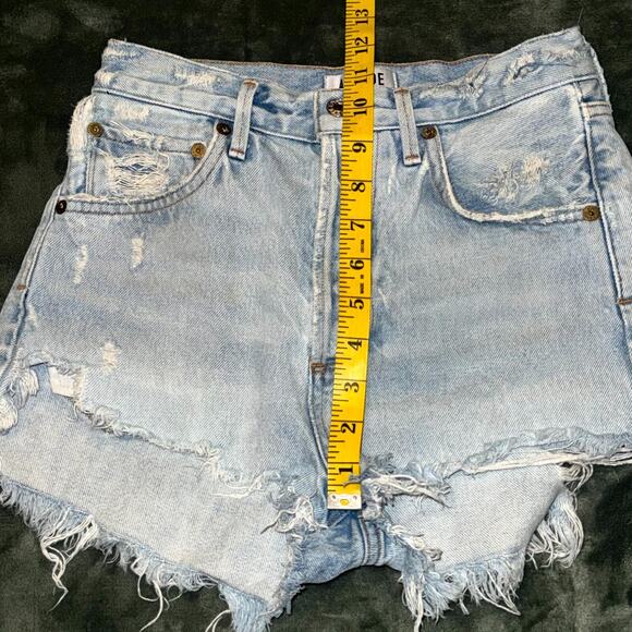 Agolde Parker Cut-Off Shorts Womens 24 Blue Denim 100% Cotton Pockets Distressed - Picture 8 of 9